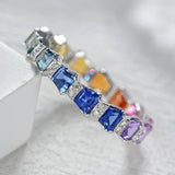 Rainbow Sapphire Baguette Ring
