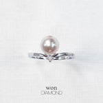Akoya Pearl Chevron Ring with Diamond